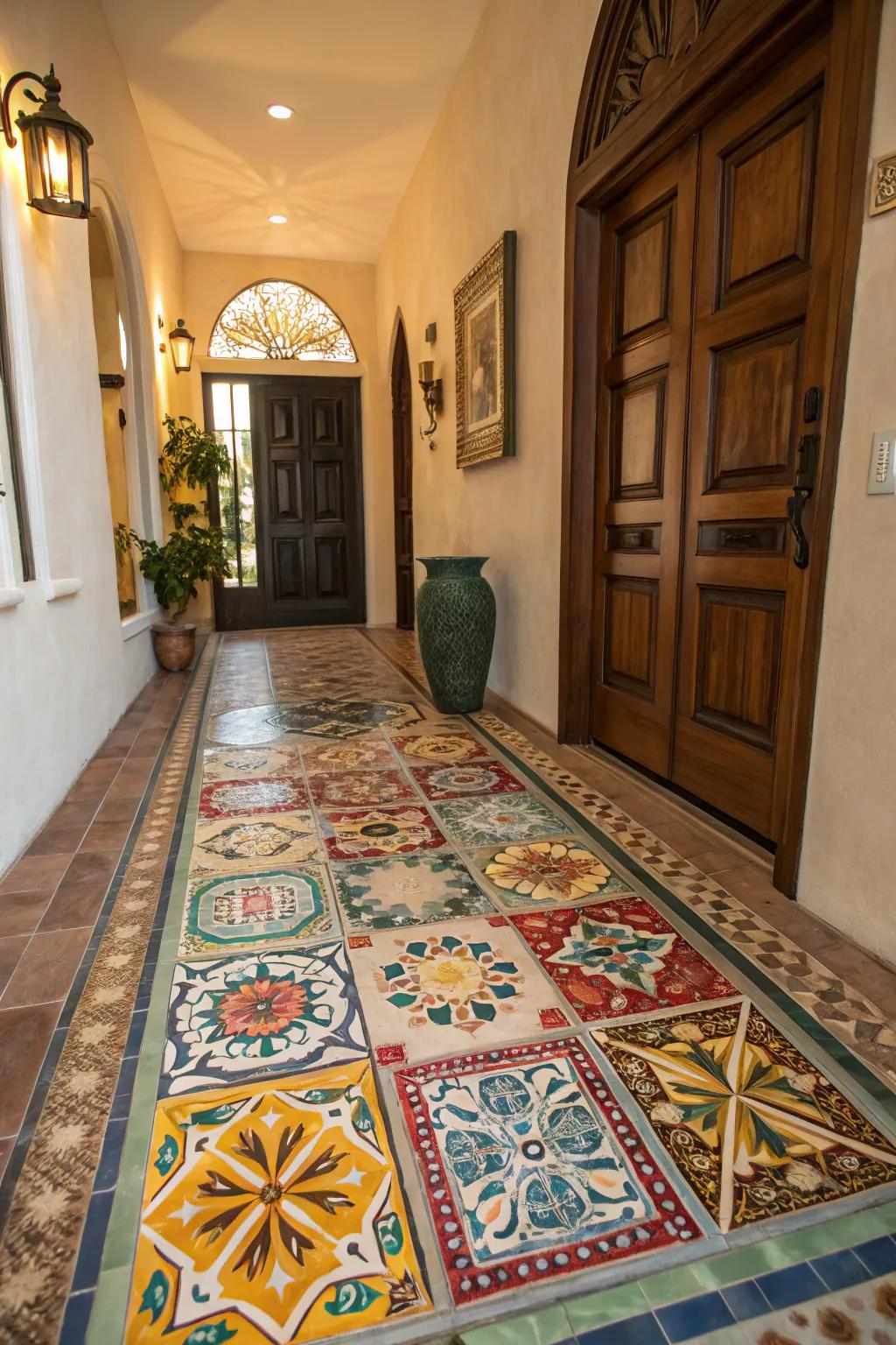 Contribute style and strength with an Artisan Motif tile rug.