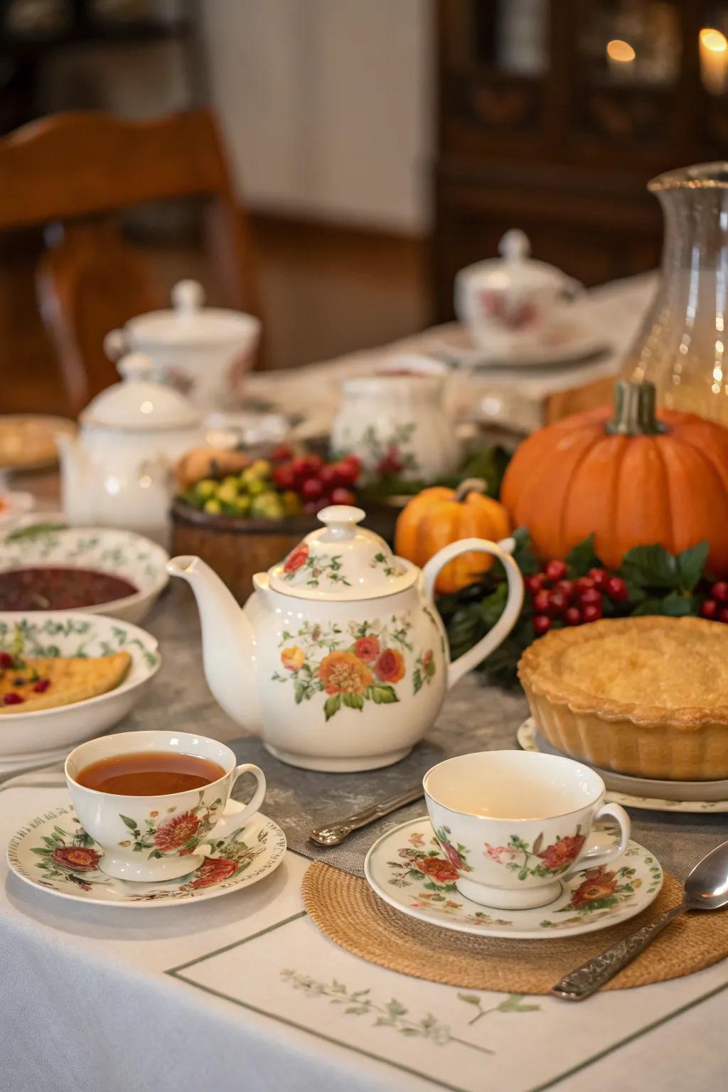 A tea reception introduces grace and allure to Thanksgiving festivities.