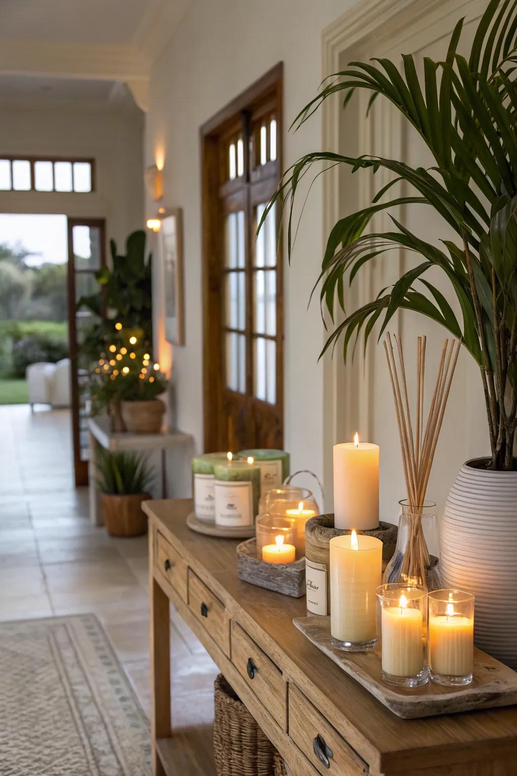 Tropical fragrances evoke memories of a beach escape in your entryway.
