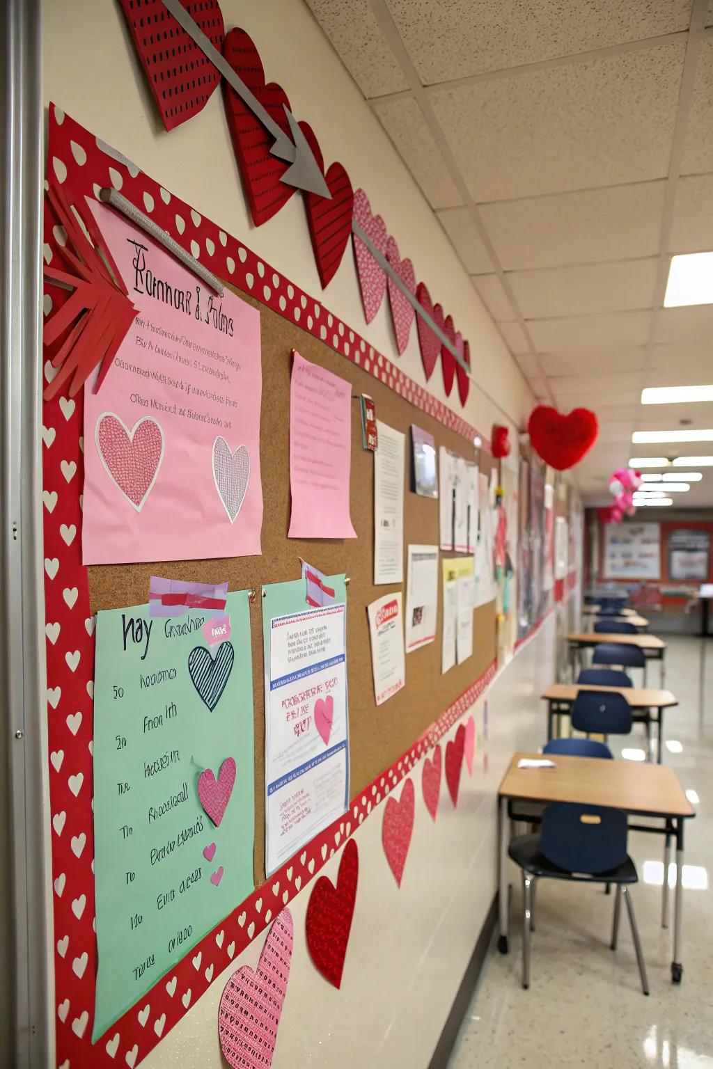 A Cupid's Alcove display featuring thematic Valentine's embellishments.