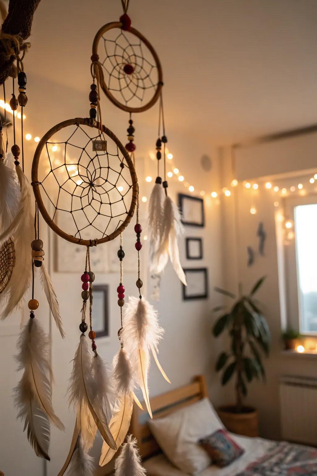 Dreamcatchers add a whimsical, bohemian touch to your decor.
