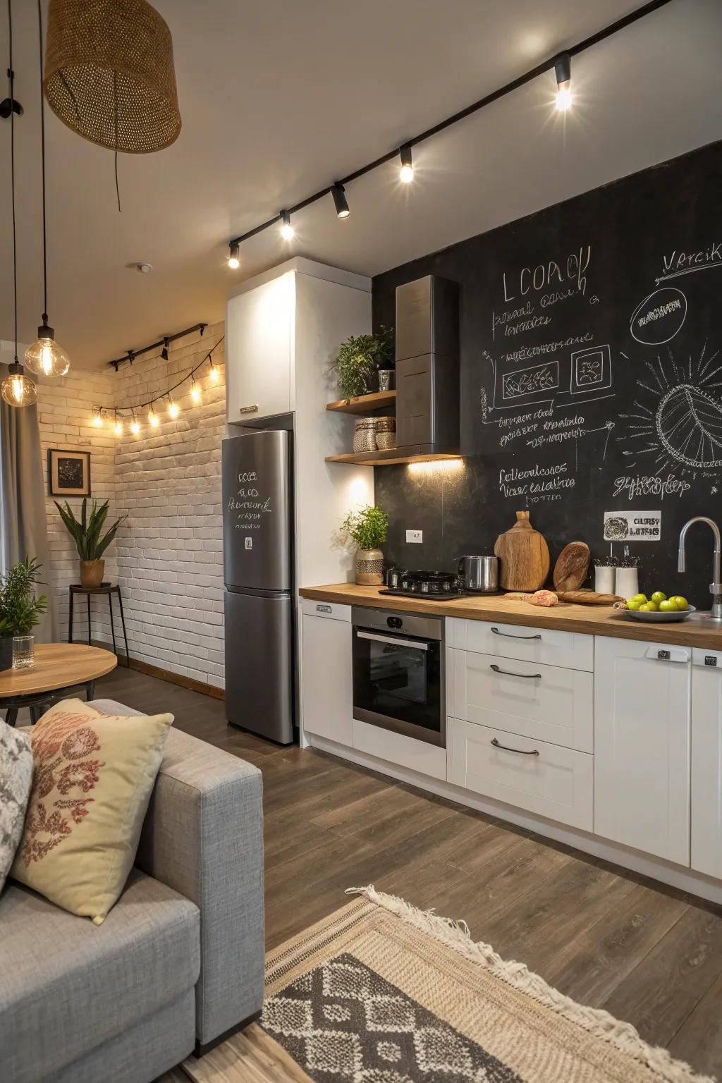 Slate board walls proffer playfulness and practicality.