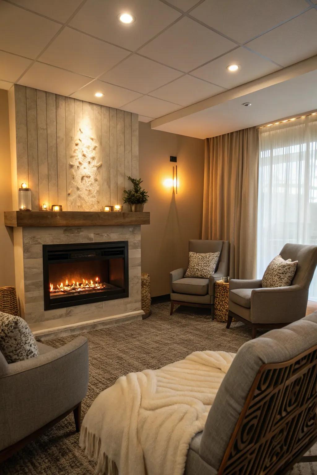 Tender embrace: A fireplace to gather warmth and comfort.