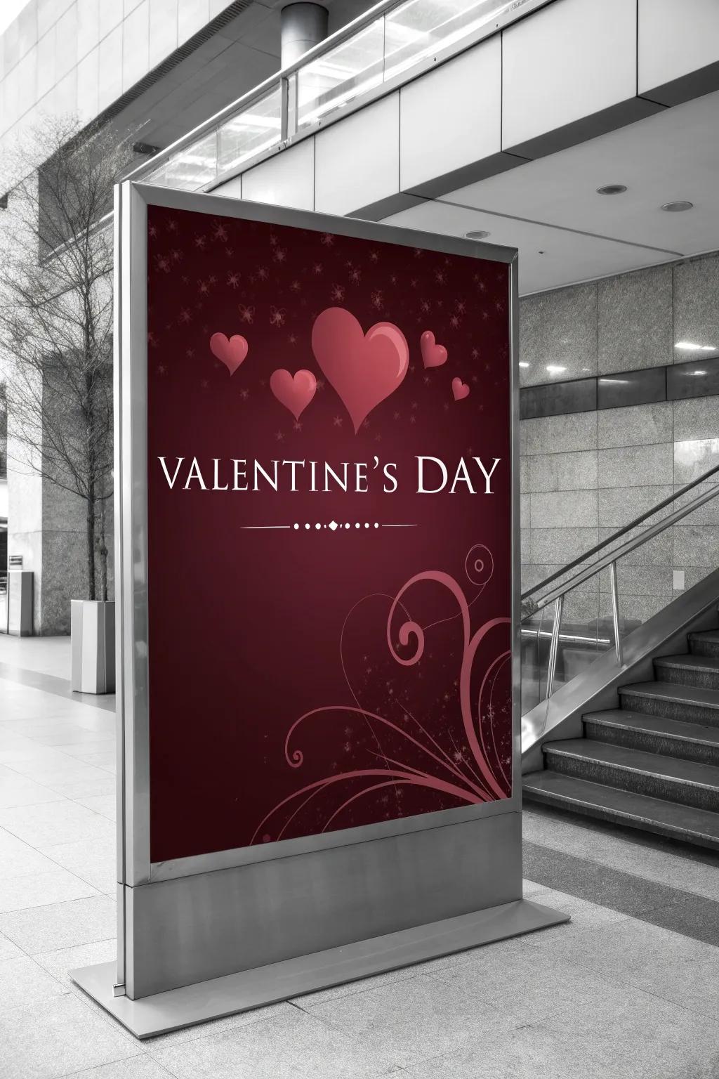 A sophisticated Valentine's poster through a sleek monochromatic design.
