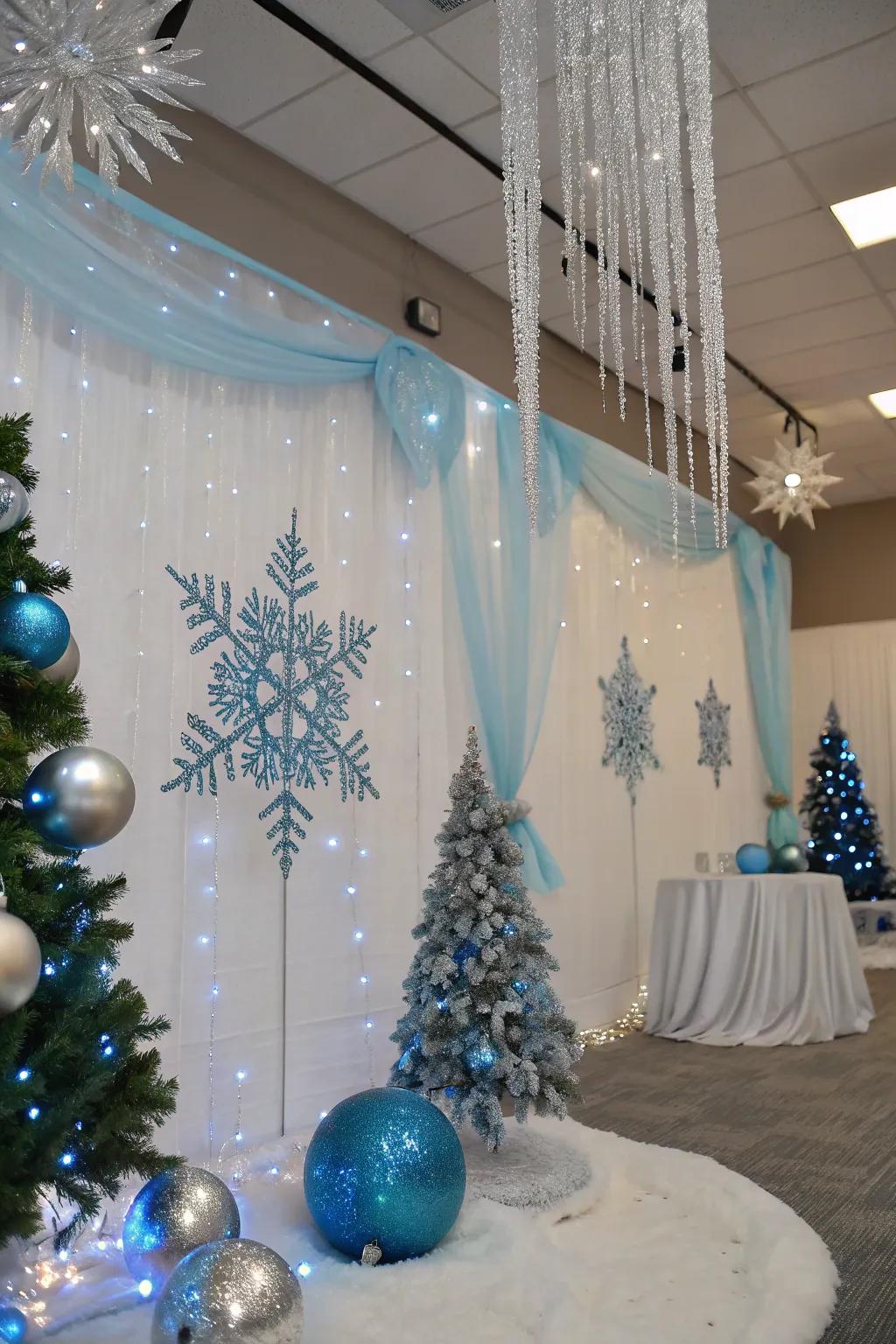 An enchanting Glistening Glacier theme with blue and silver hues.