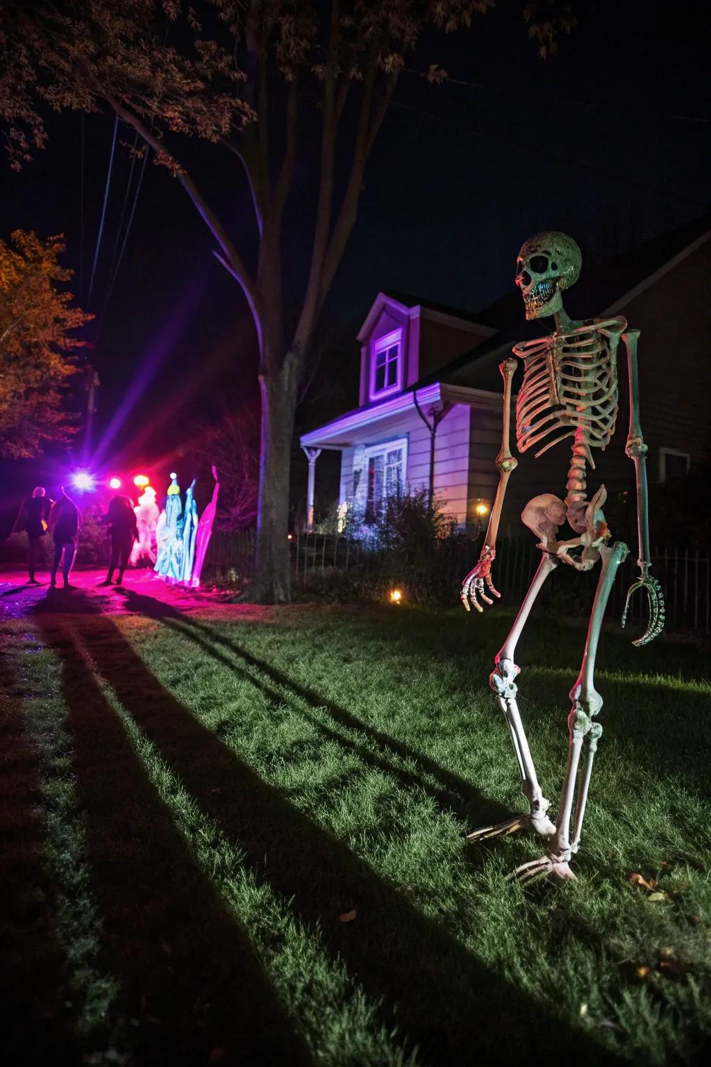 Tactical illumination transforms the skeleton into an evening spectacle.