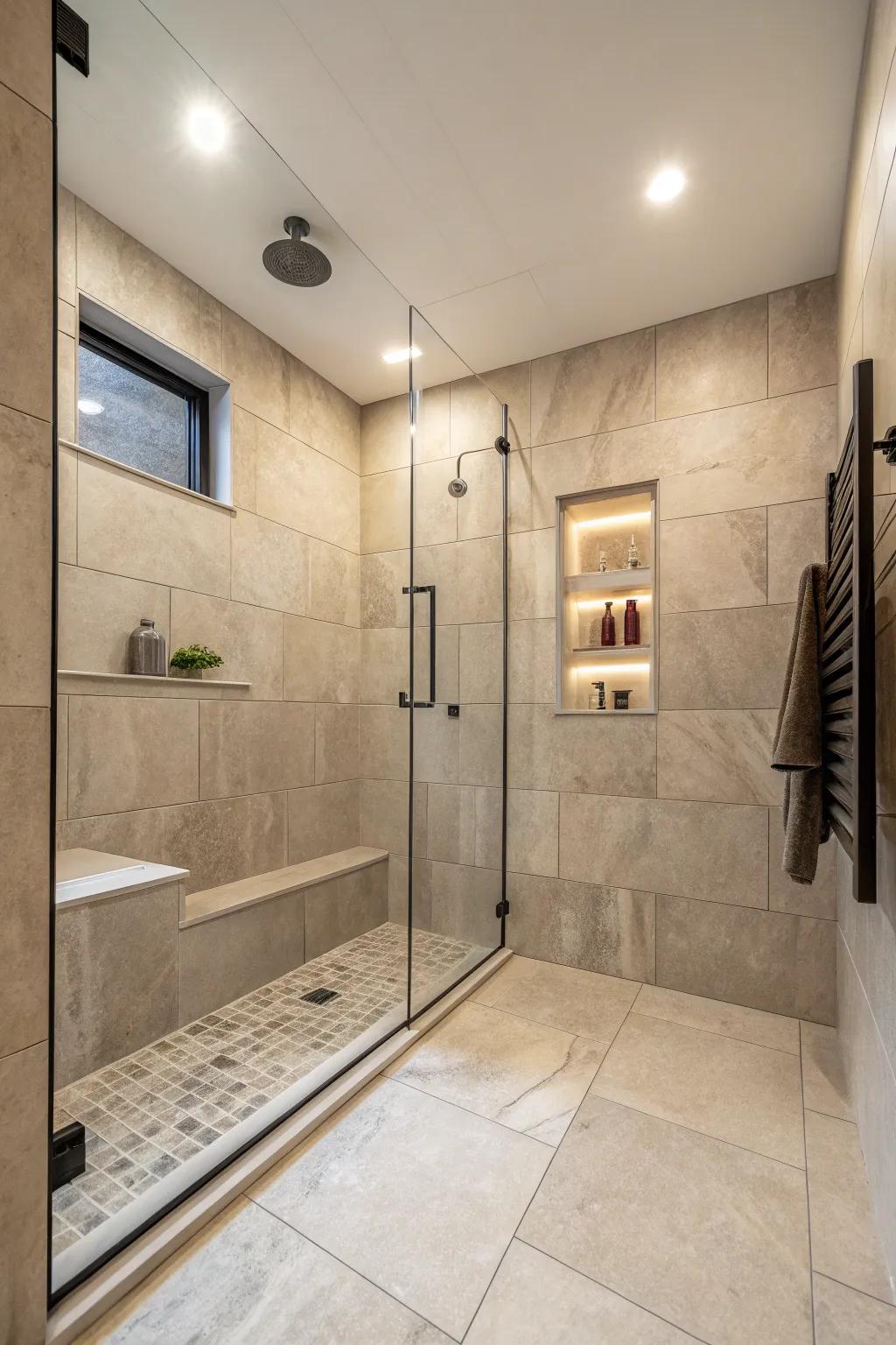 Expansive tiling proffers a pristine and unfragmented visual continuity.