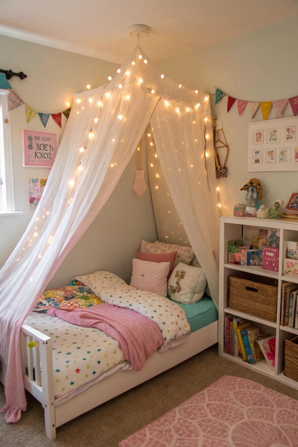 A whimsical canopy bed that turns bedtime into a magical adventure.