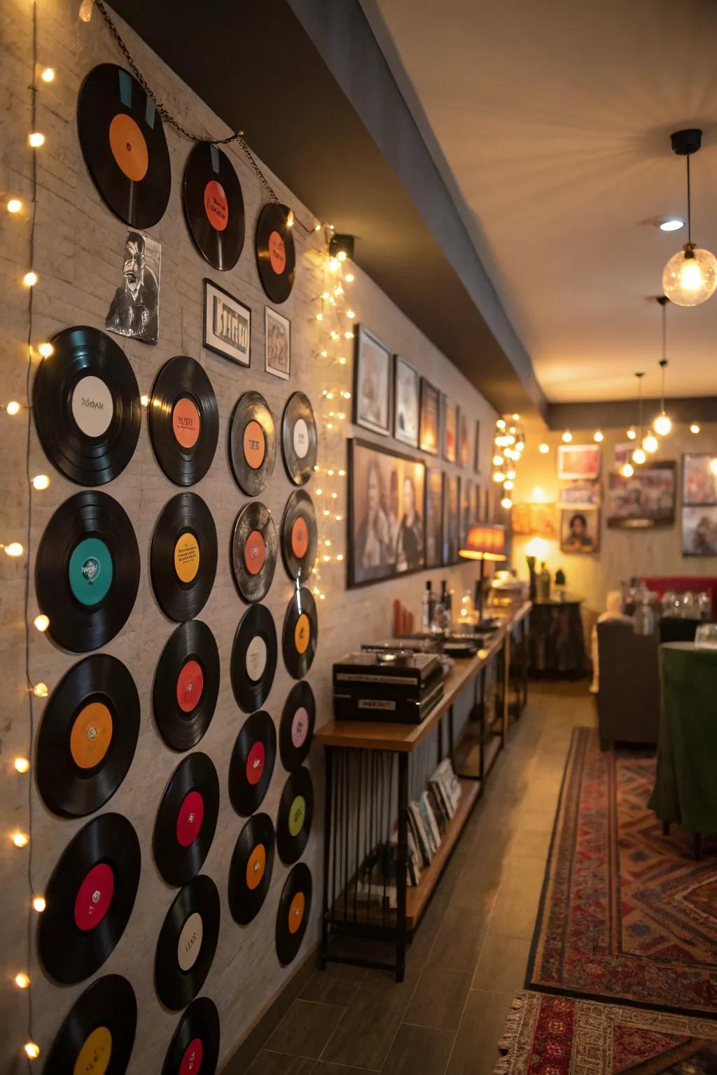 Vinyl records offer a nostalgic setting for an 80s gathering.