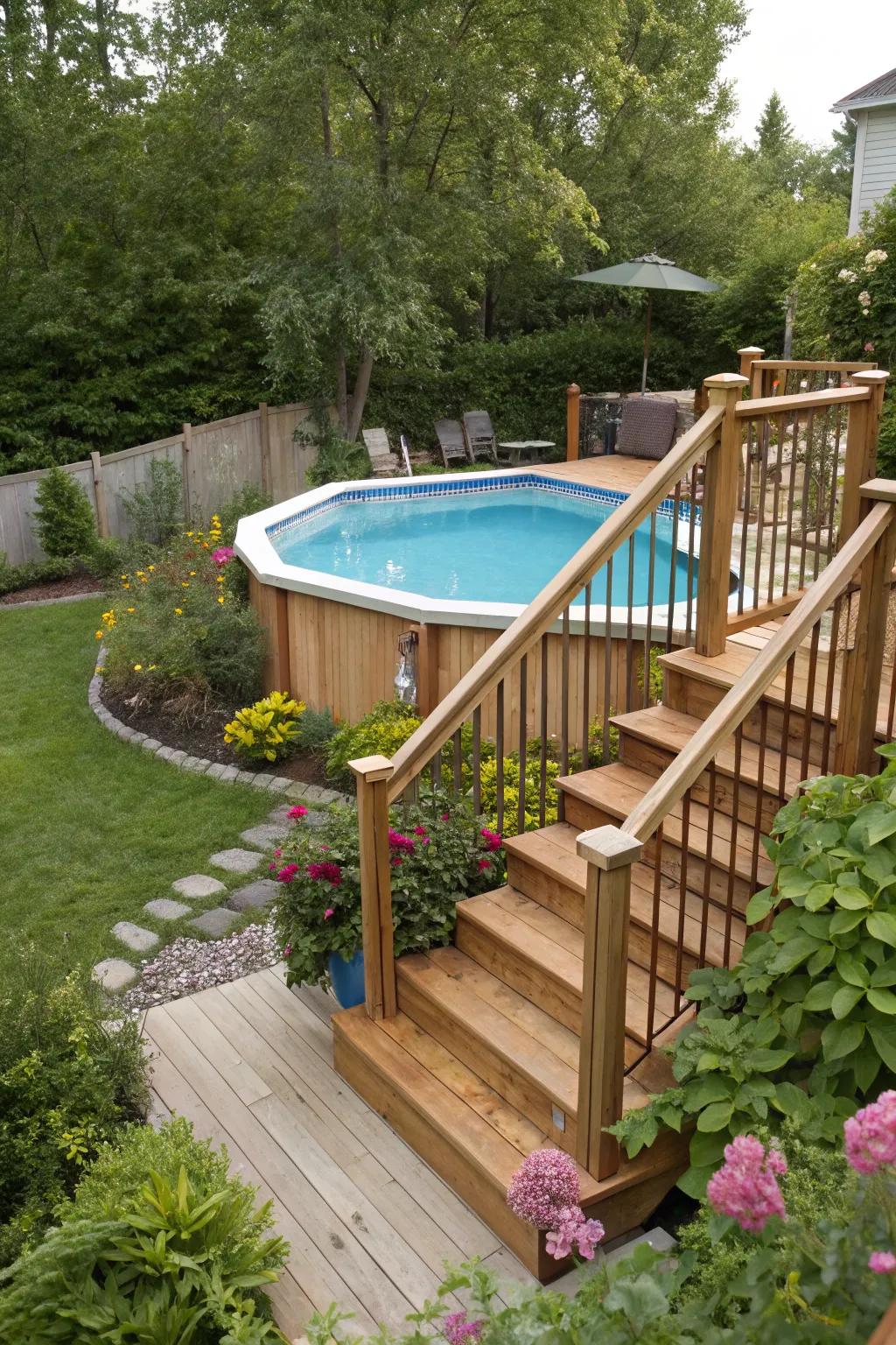 Steps and stairs infuse elegance and utility into your poolside setting.