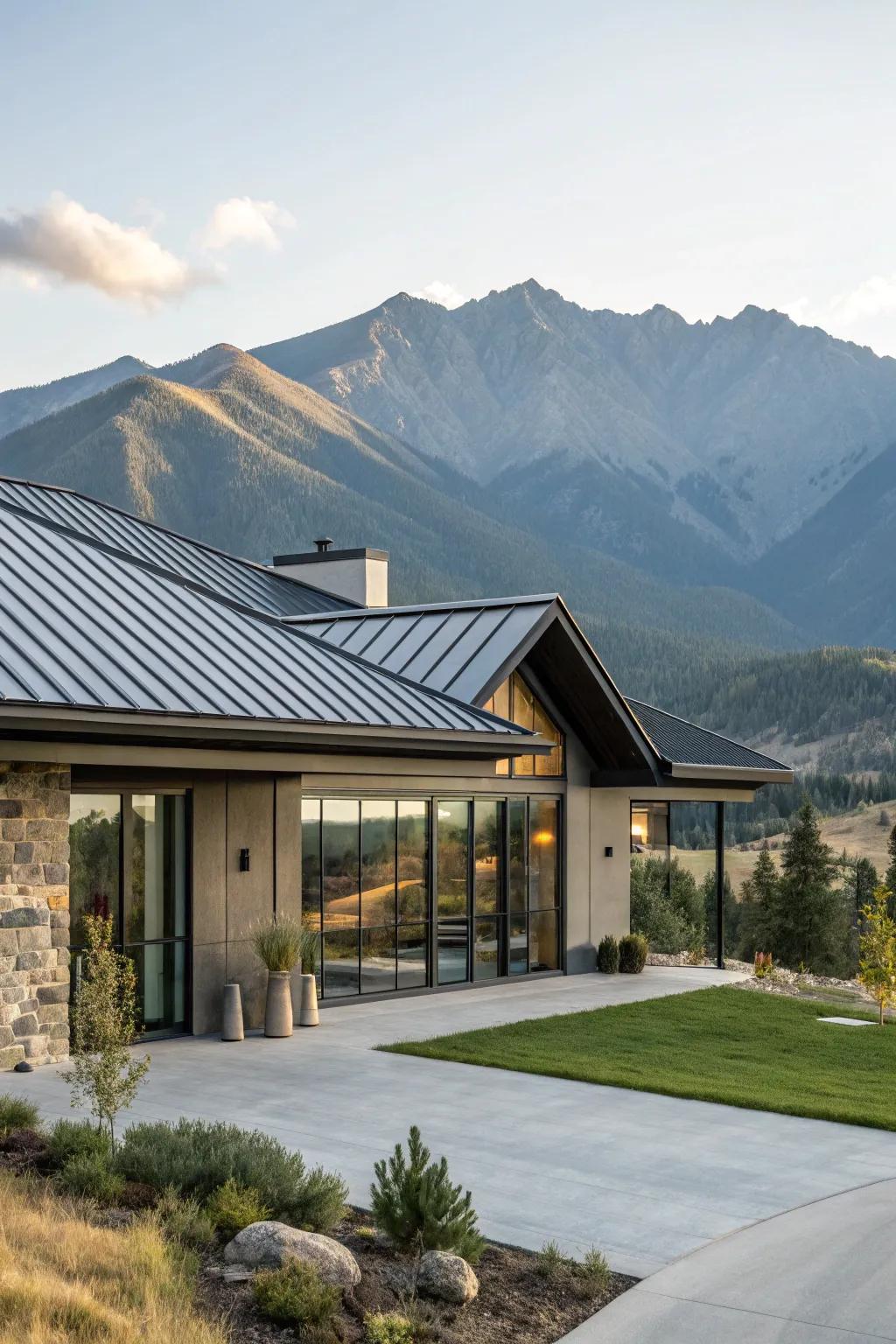 Enduring and chic, metal roofs impart a modern flair.