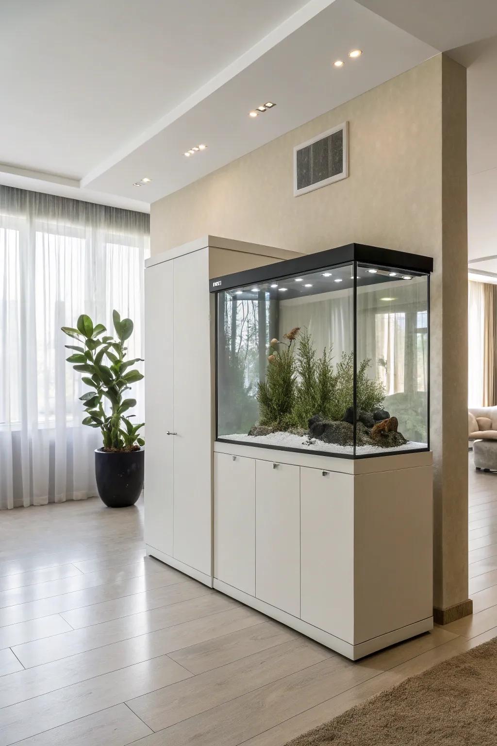 Experience utmost simplicity with a minimalist aquarium stand.