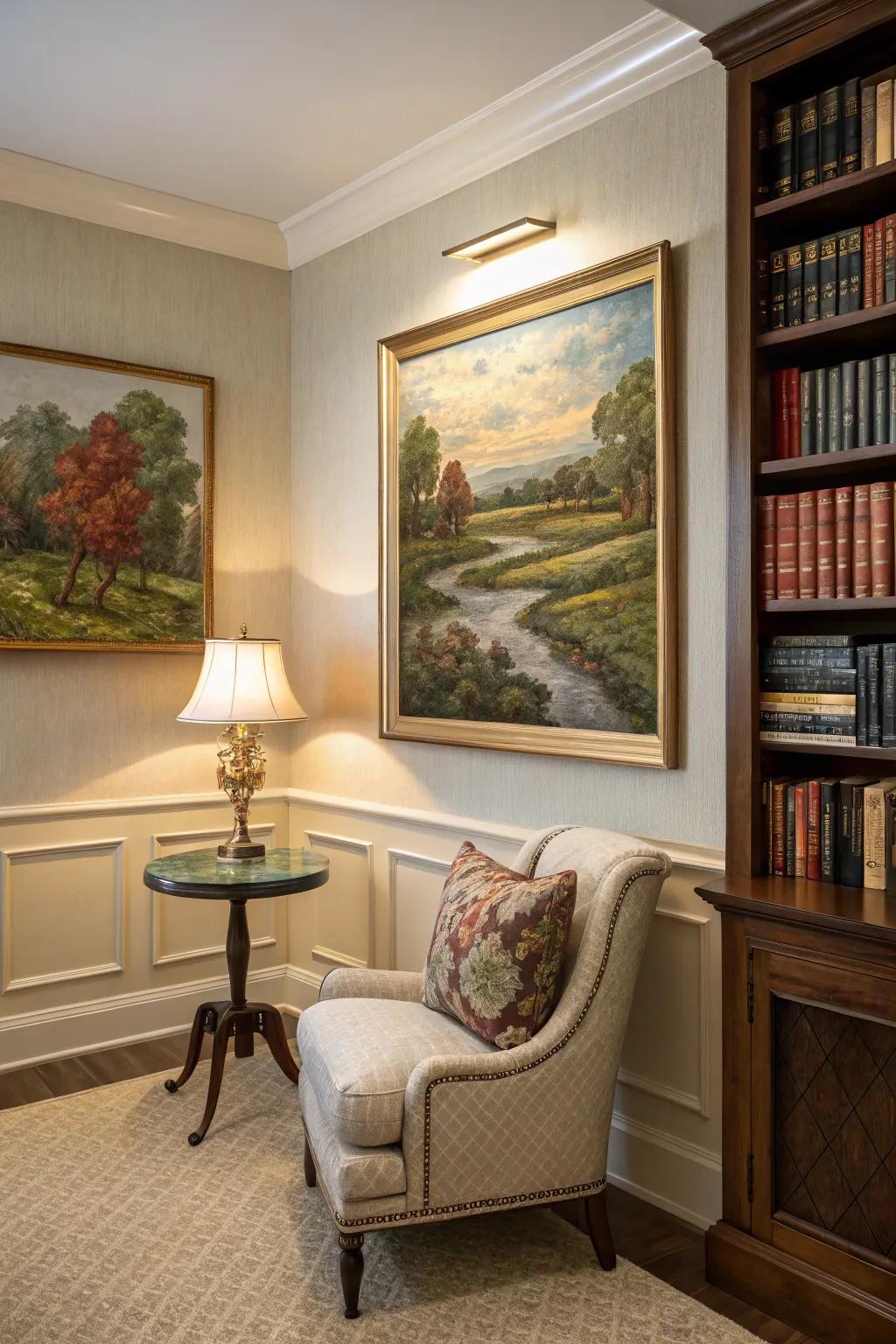 A scenic vista painting utilizing the serpentine form for energetic movement.
