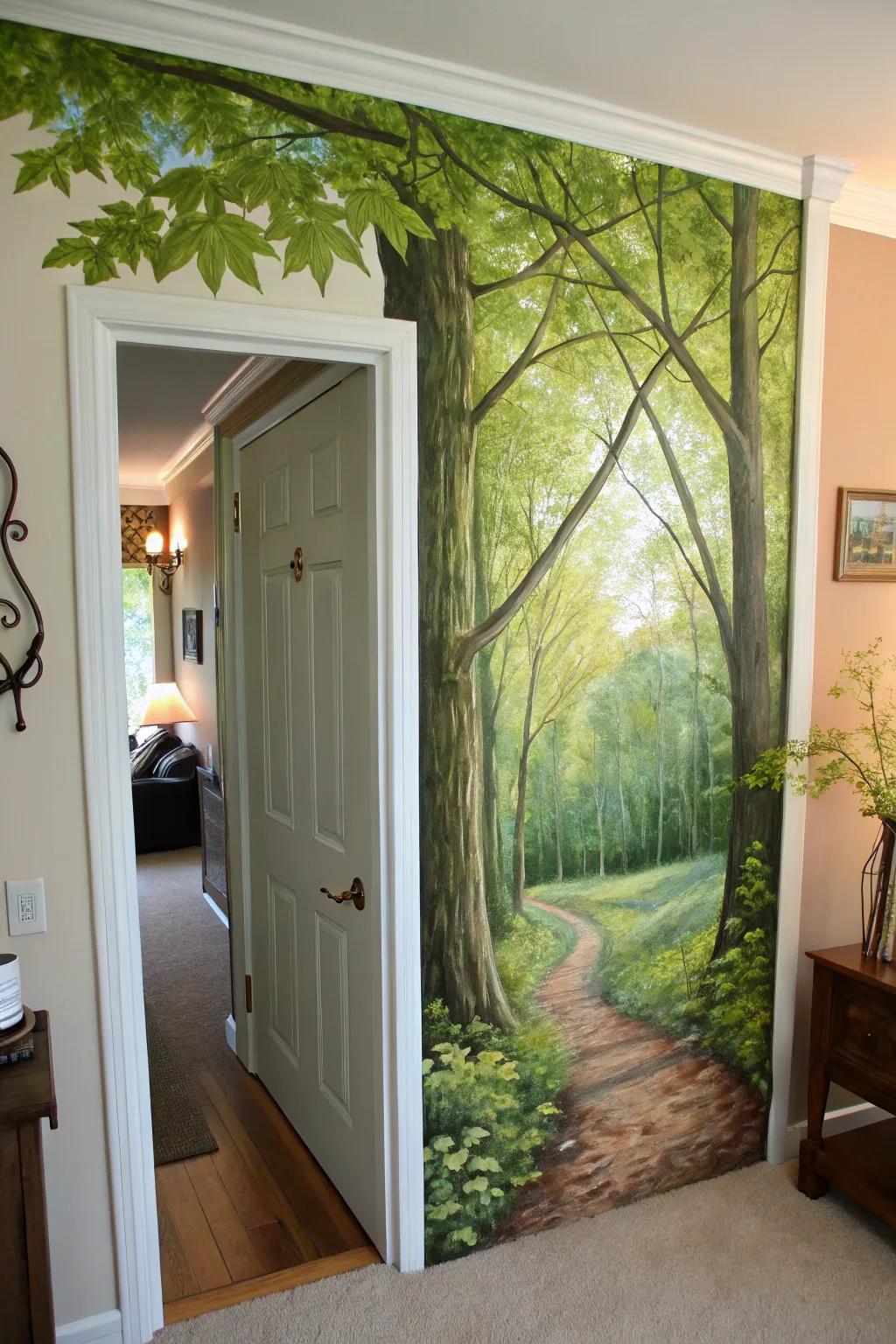 A nature-themed door channeling the soothing essence of the outdoors into the home.