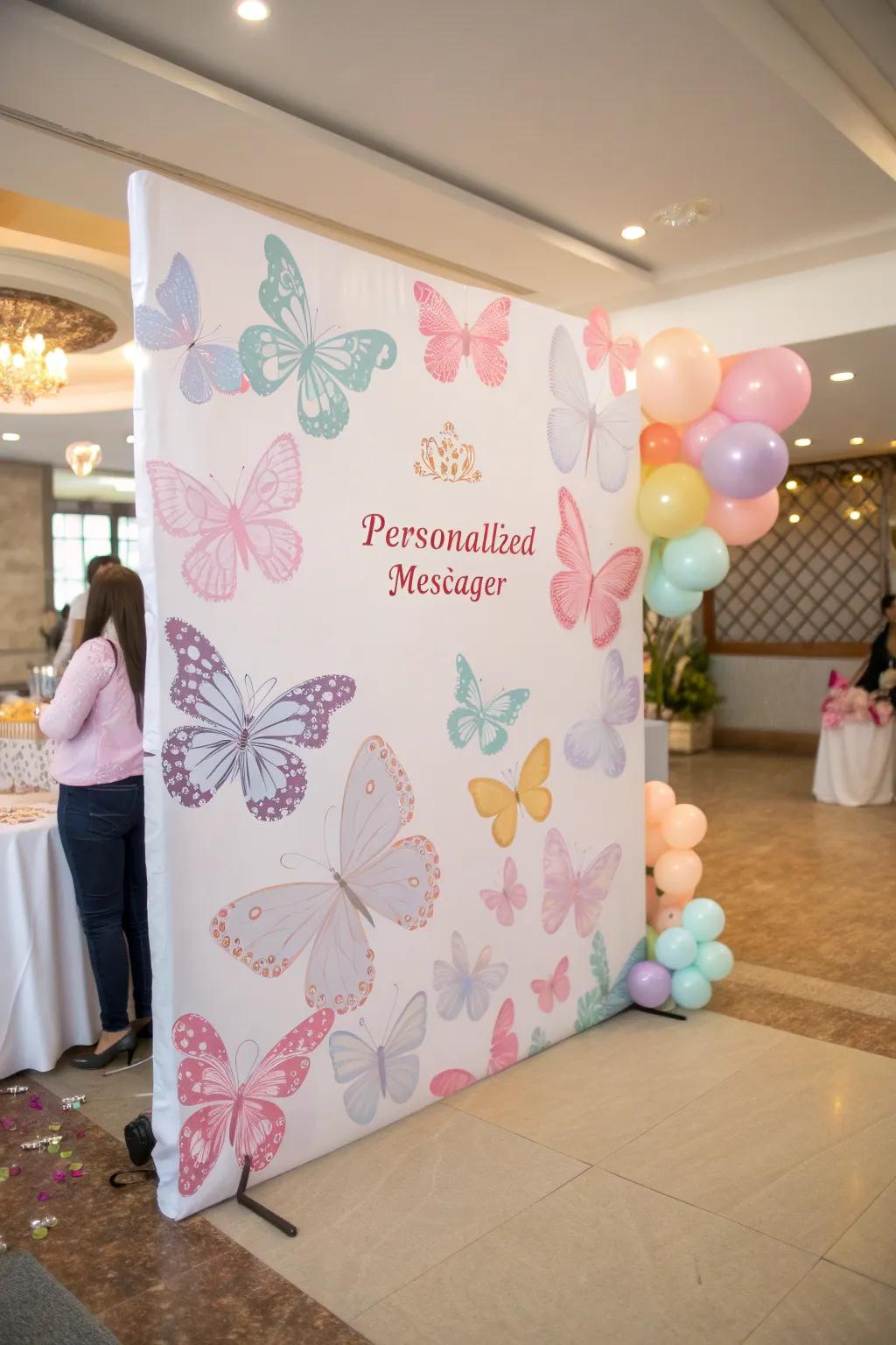A meticulously crafted butterfly-themed backdrop, ideally suited for capturing photographic memories.