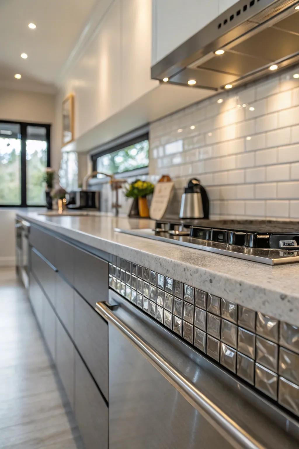 Metallic borders introduce an updated, industrial feel.