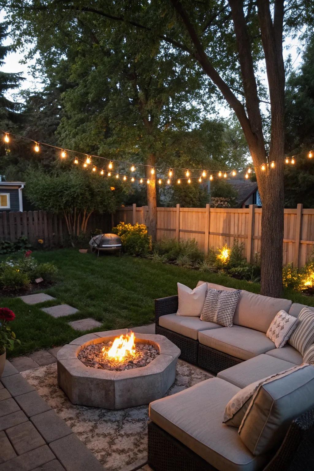 A fire feature transforms your couch area into a welcoming hub for gatherings.