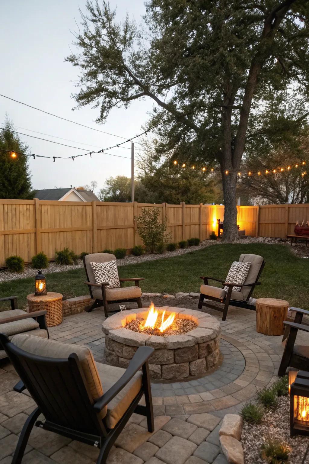 Congregate around a warm fire pit for memorable evenings