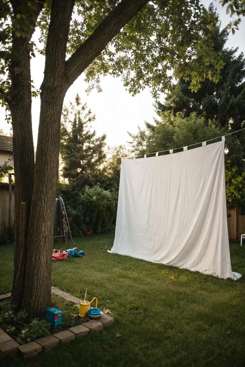 Construct an economical projector screen using basic neutral-toned cloth.
