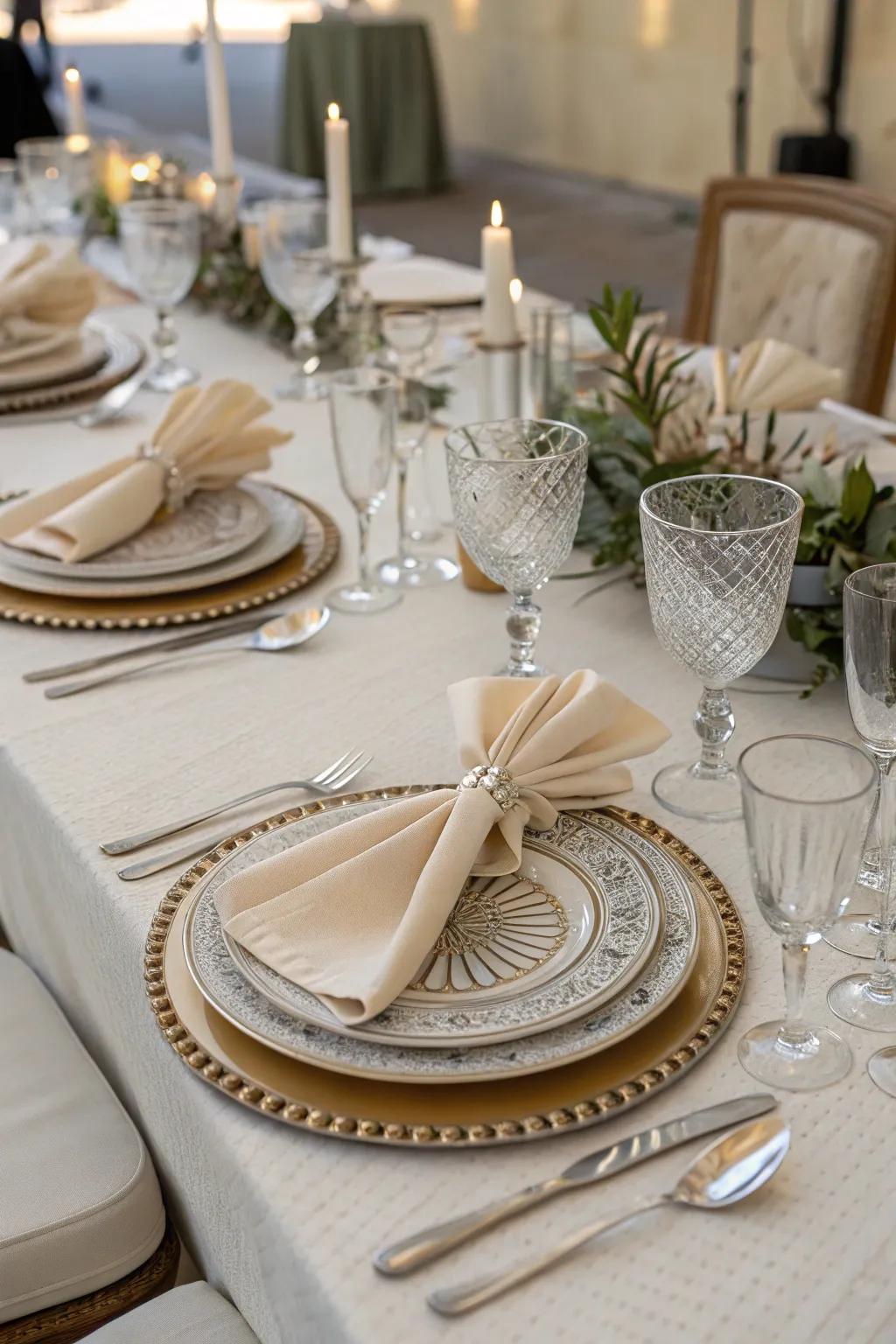 A dining presentation radiating elegance and grace.