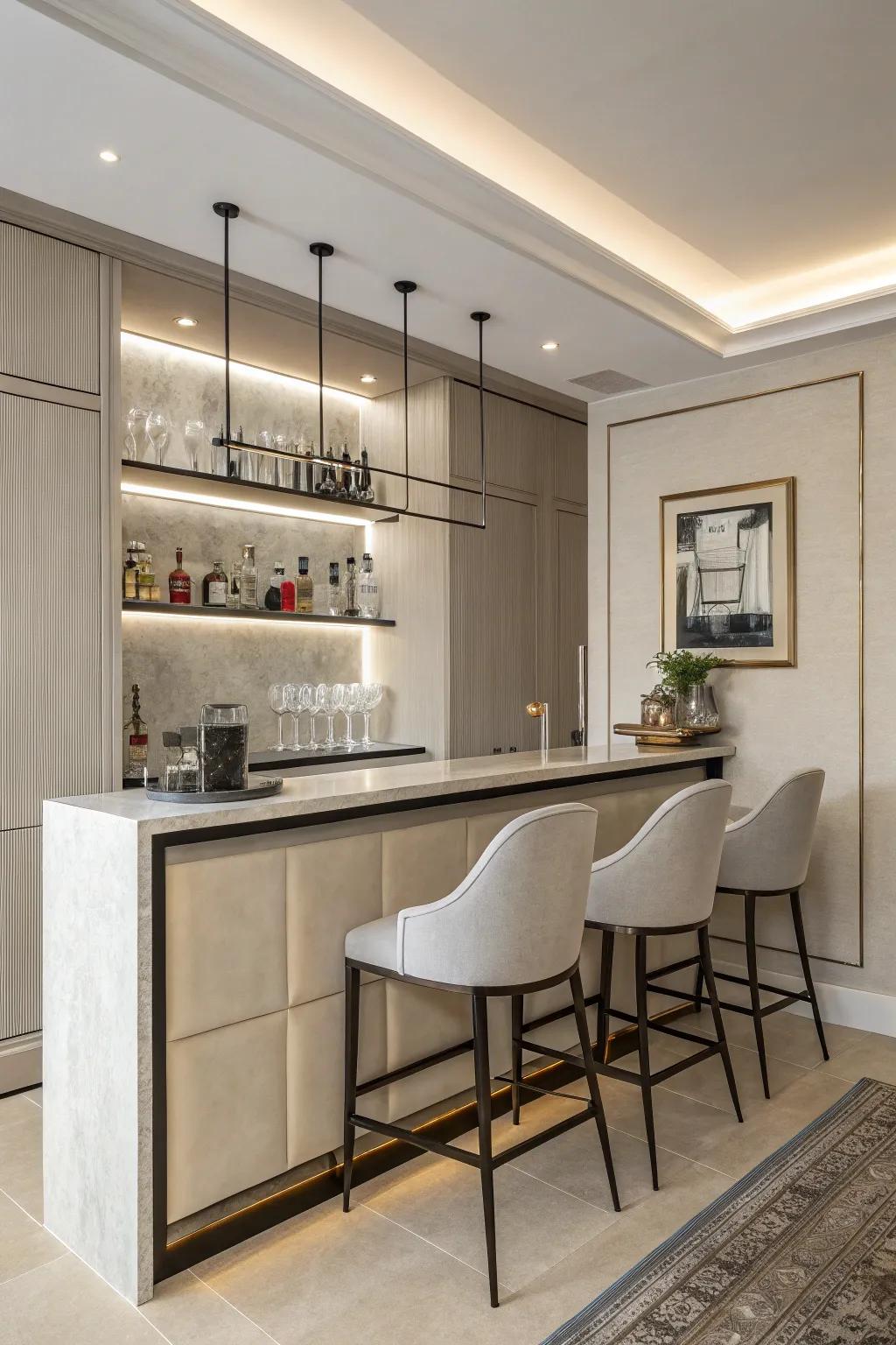 Modern minimalist panels provide a tidy and open atmosphere.