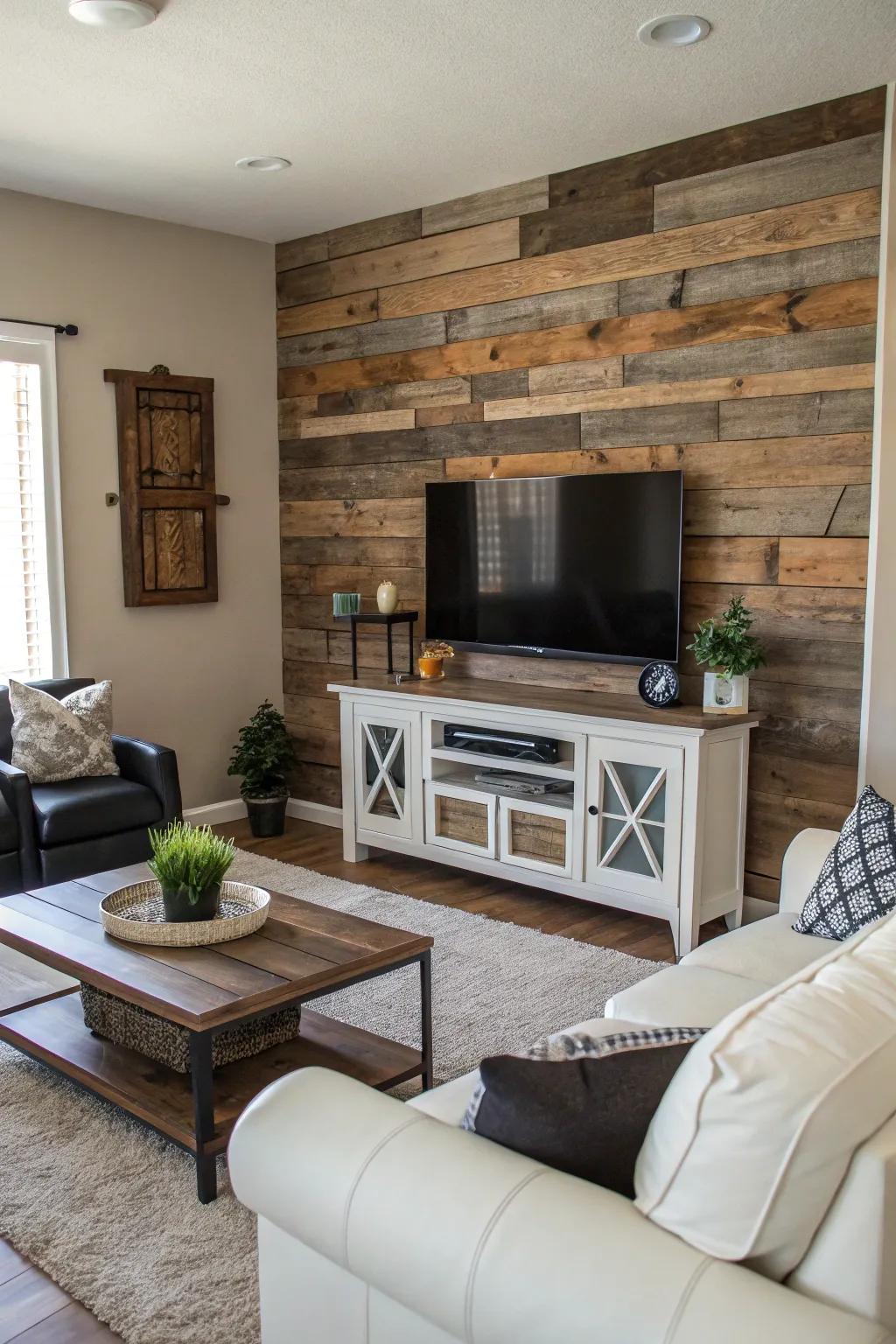Construct a remarkable visual anchor with a barn wood accent wall.