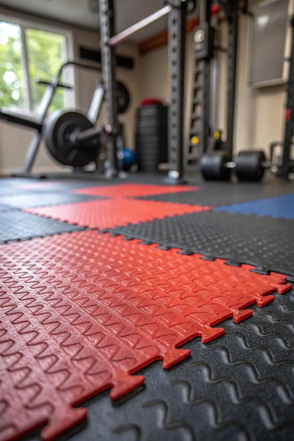 Robust rubber flooring is vital for establishing a secure home exercise environment.