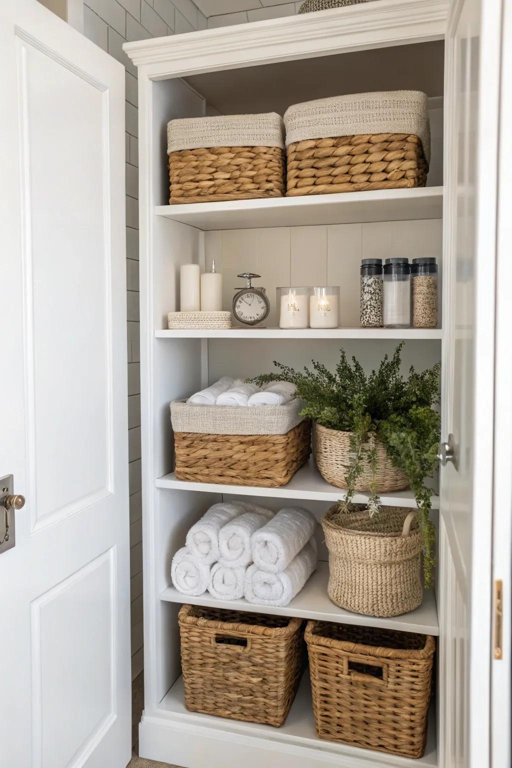Containers are ideal for organization while offering an ornamental touch.