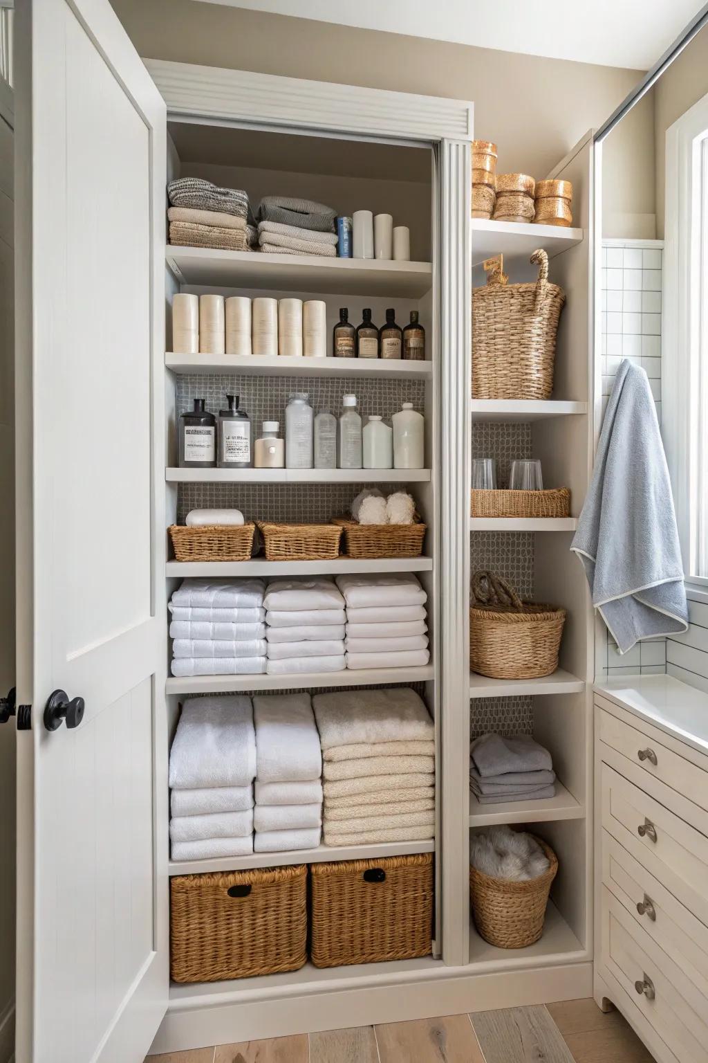 Maximize the height of your closet by using vertical storage strategies.