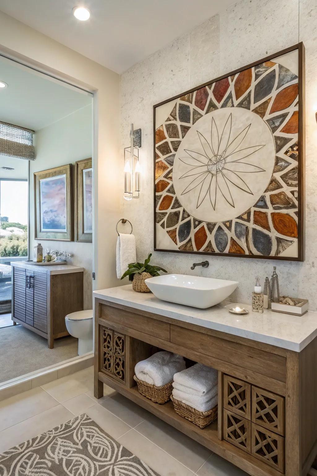 Inject character with striking artistic pieces and refined mirrors.