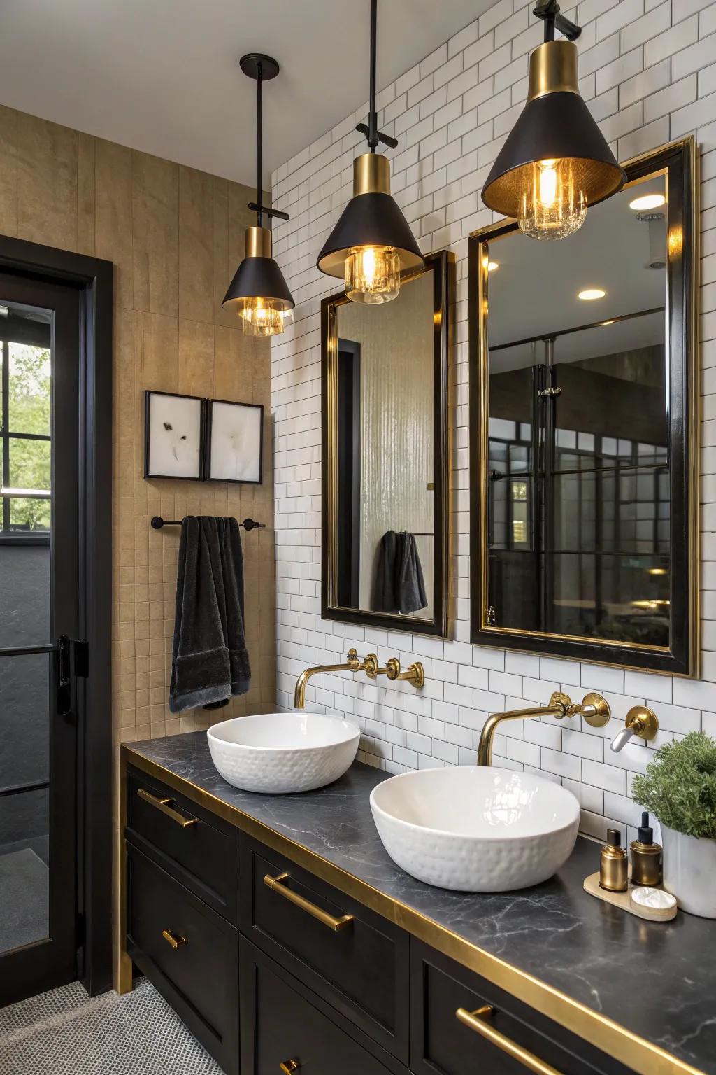 Industrial chic fixtures add a bold, urban edge to your bathroom.
