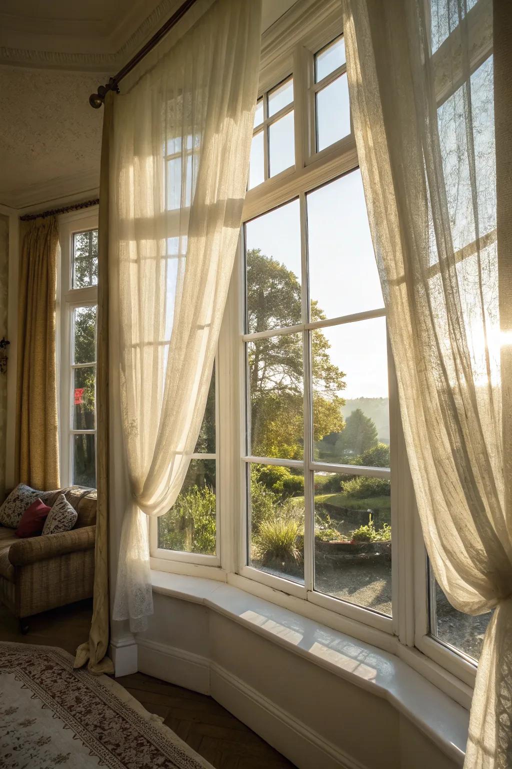 Let the natural light flood your living room through sheer curtains.