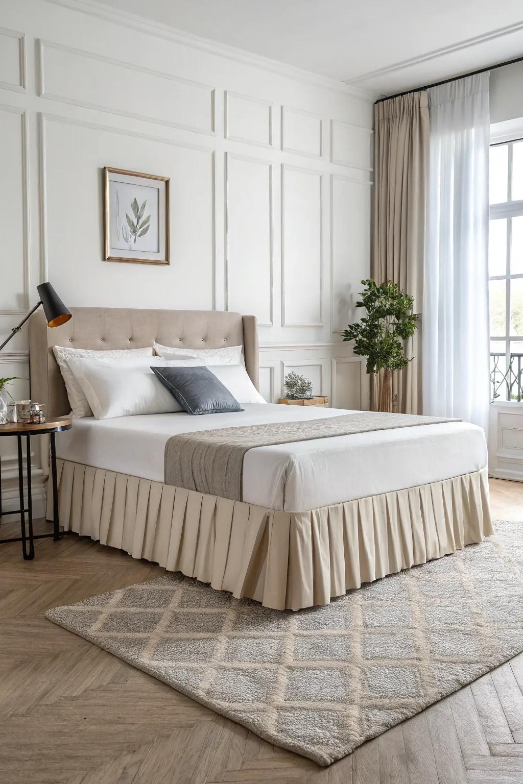 Uncluttered lines and subdued shades fashion a pristine and contemporary aesthetic.