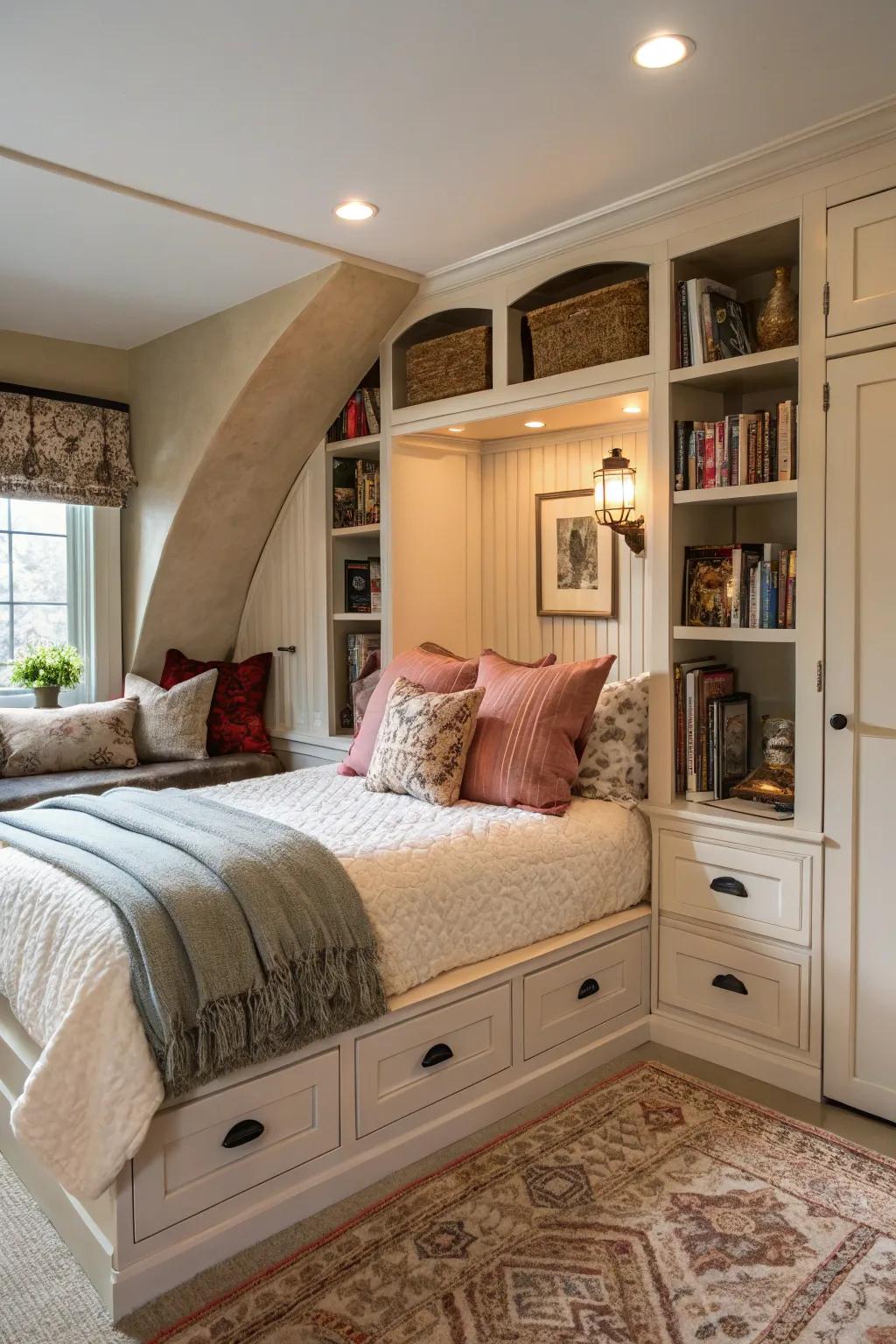 Indulge in the solace of a recessed bed, ensuring a tranquil evening's rest.