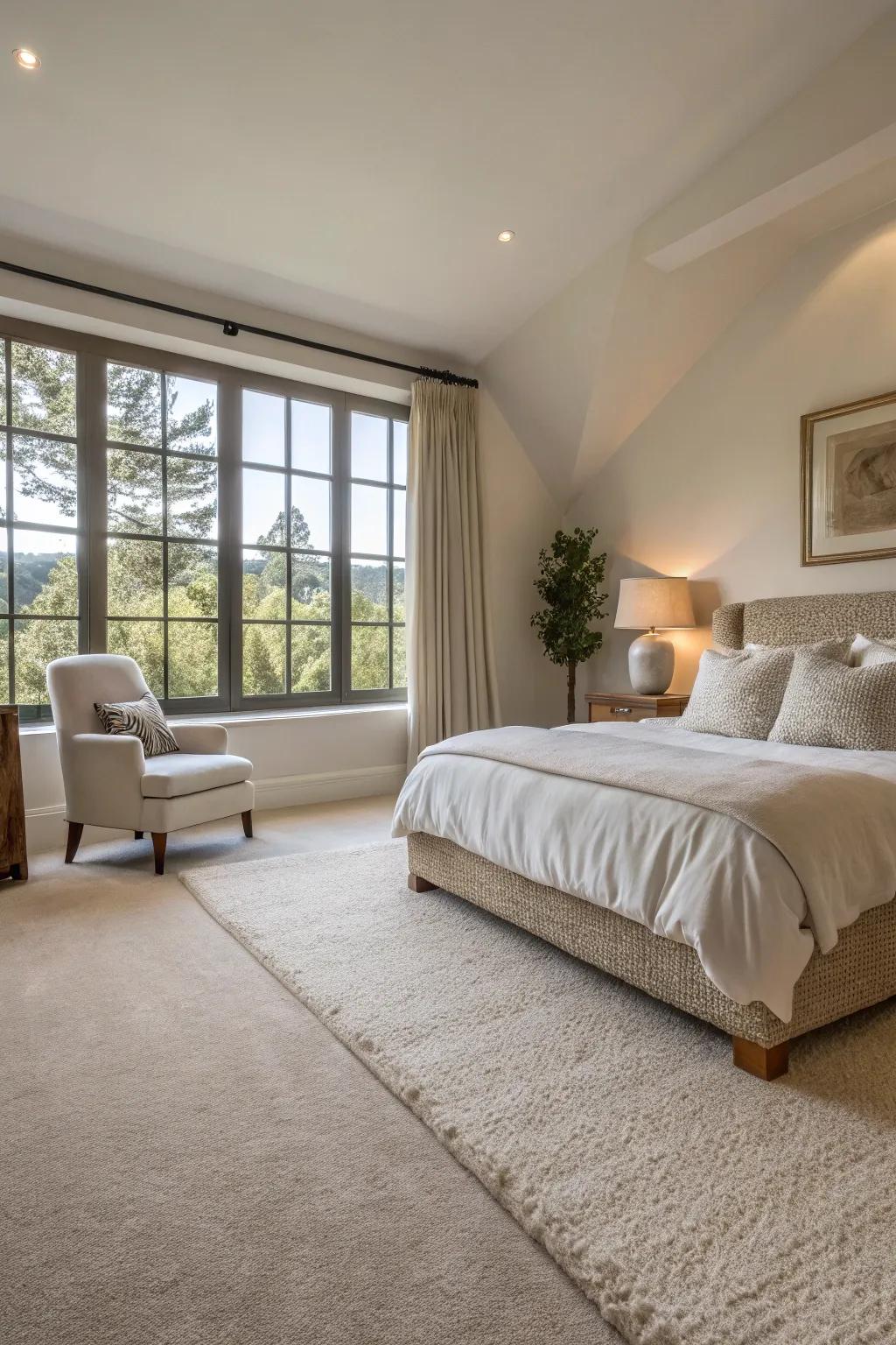 Delicate carpets deliver warmth and luxury to the touch.