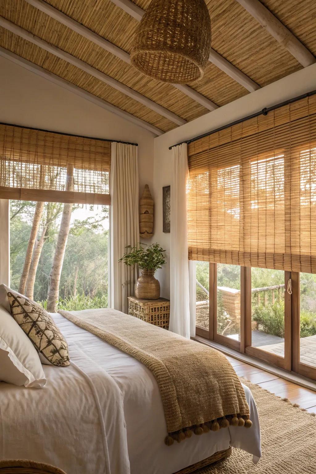 Cane screens usher in an element of nature inside.