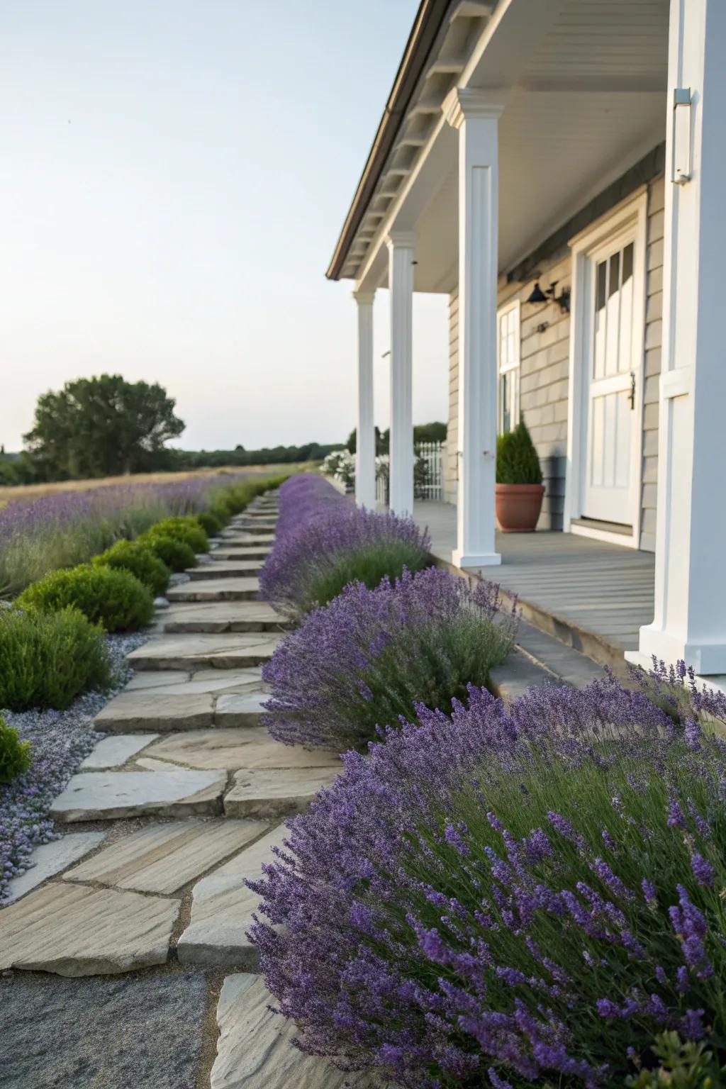 The captivating scent of lavender cultivates a tranquil and welcoming atmosphere.
