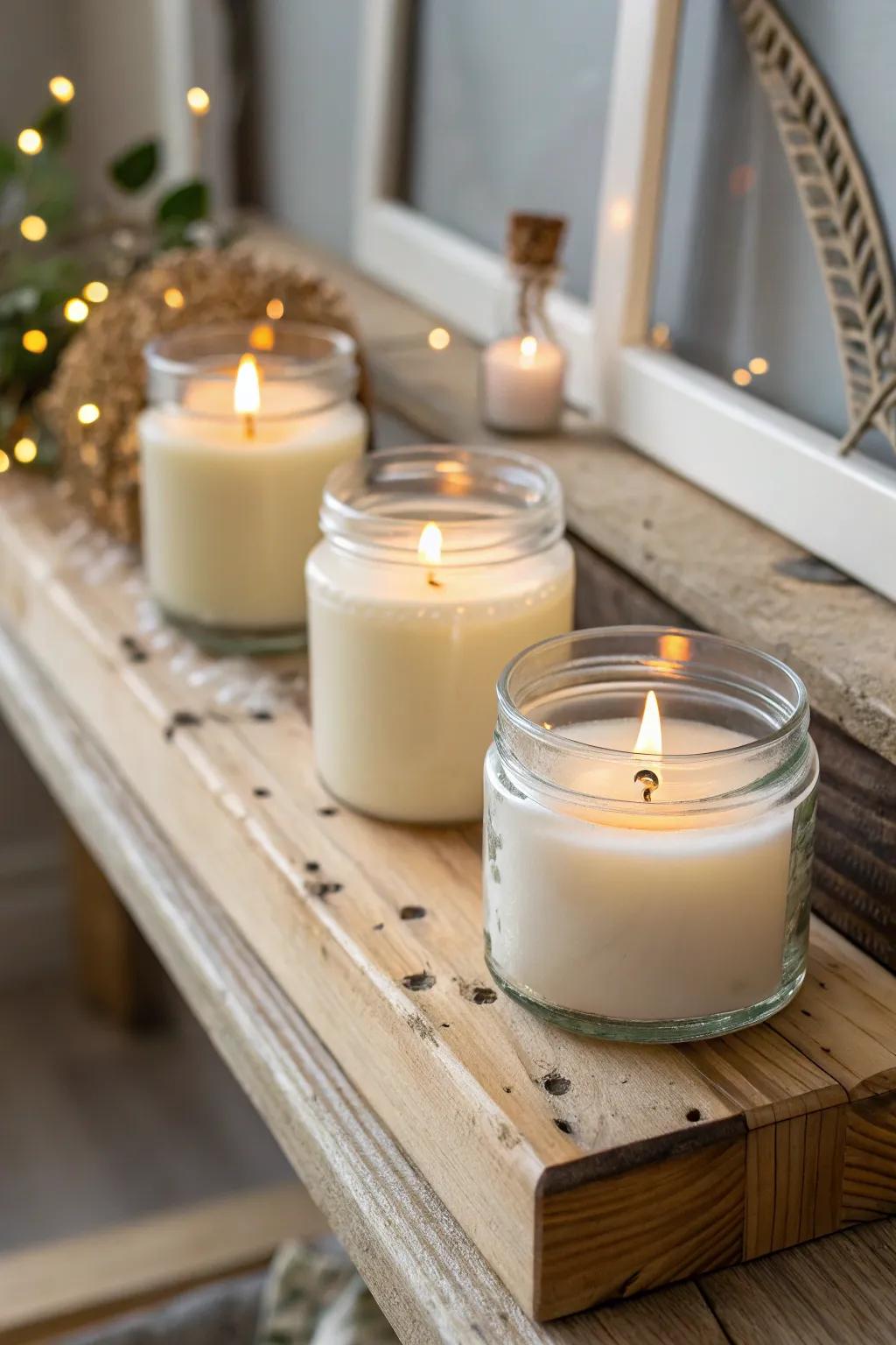 Aromatic lights fashion a serene and inviting atmosphere.