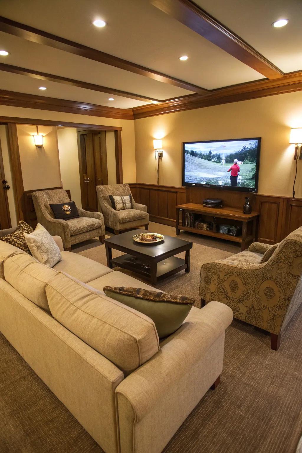 Comfortable seating enriches the delight of cinematic evenings.