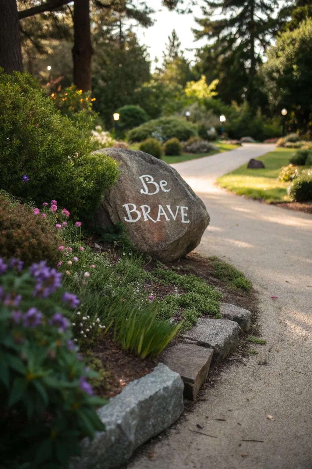 Disseminate positivity through stones bearing inspirational messages.