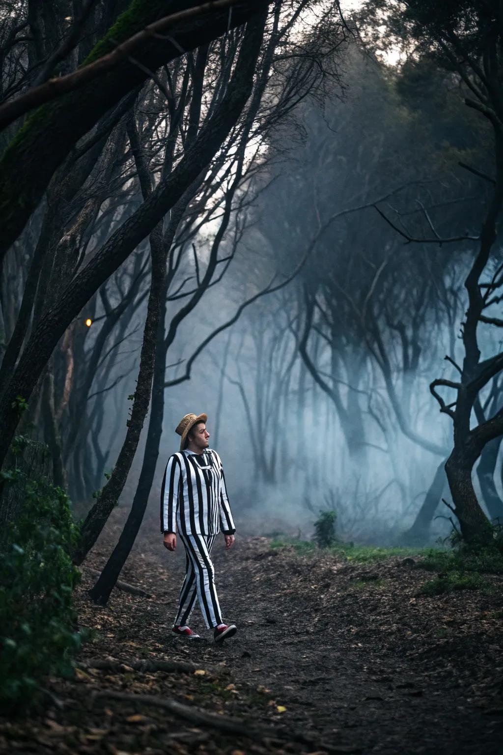 Command attention this Halloween with striking black and white stripes, inspired by the iconic Beetlejuice.
