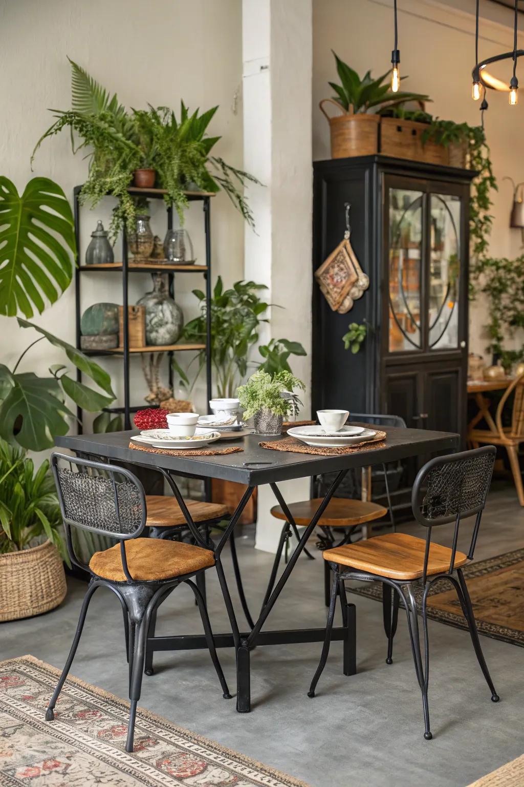 A cohesive blend of textures imparts distinction to your dining area.