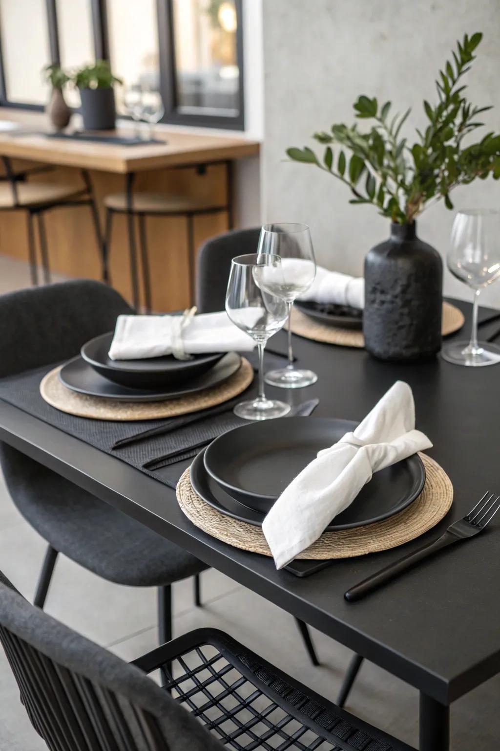 Understated elegance with contrasts of black and white.