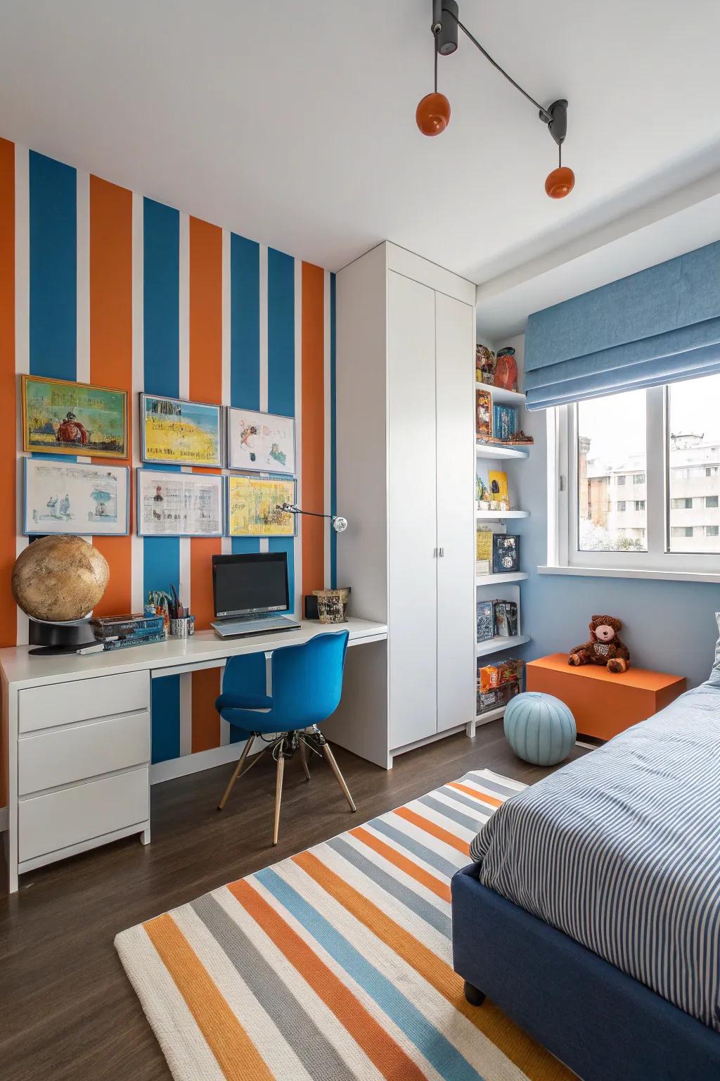 Incorporate vibrancy via geometric pattern walls.
