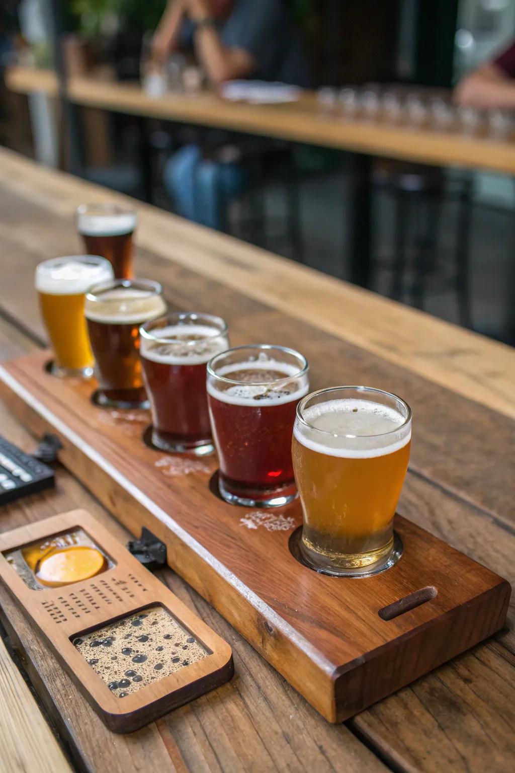 Design personalized beer flights for an individualistic touch.