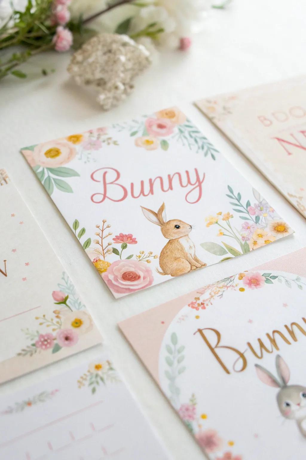 Exquisite bunny-themed invitations set the perfect tone for the upcoming shower.