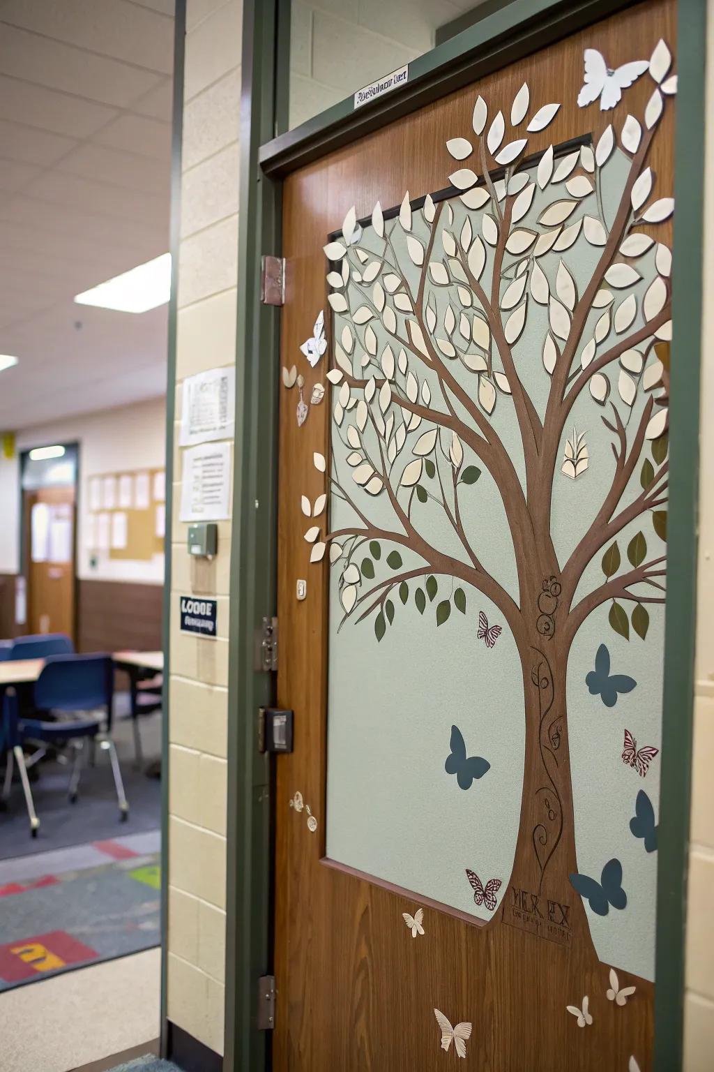 An inspiring symbol of learning and development through a metamorphosis tree.