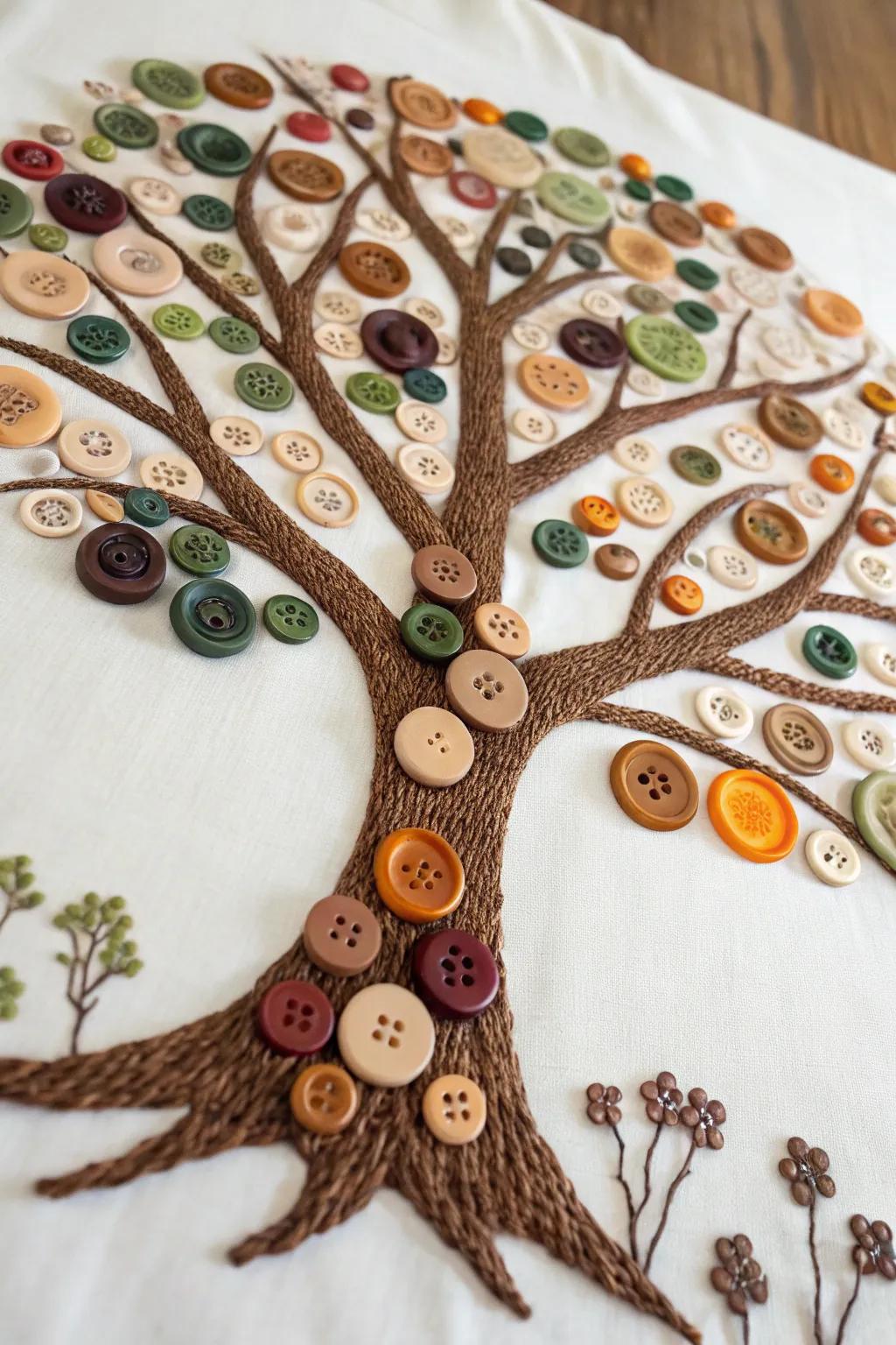 Celebrate nature’s beauty with this captivating button art Tree of Life, where unpretentious charm meets fine artistry. Perfect for a tranquil and refined area.