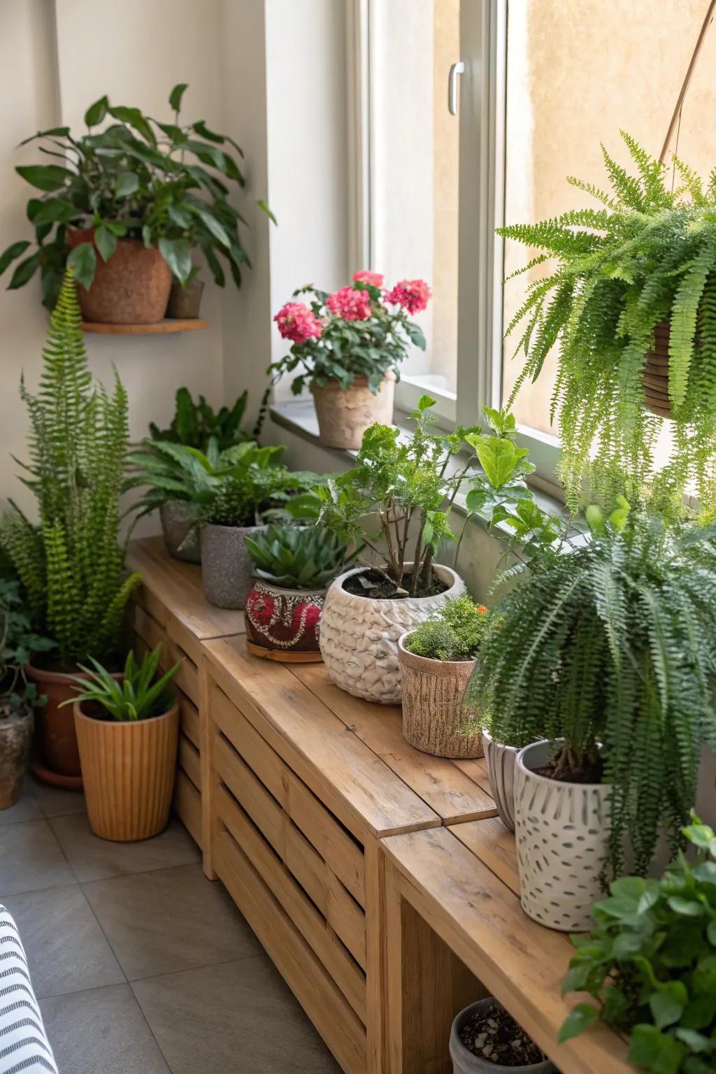 Infuse nature into your home with vibrant greenery in your tranquil corner.