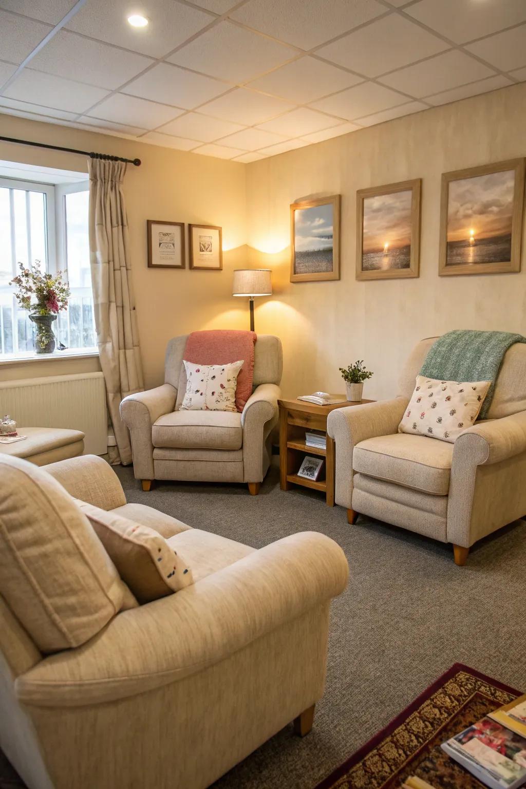 Luxurious seating is paramount for client relaxation.